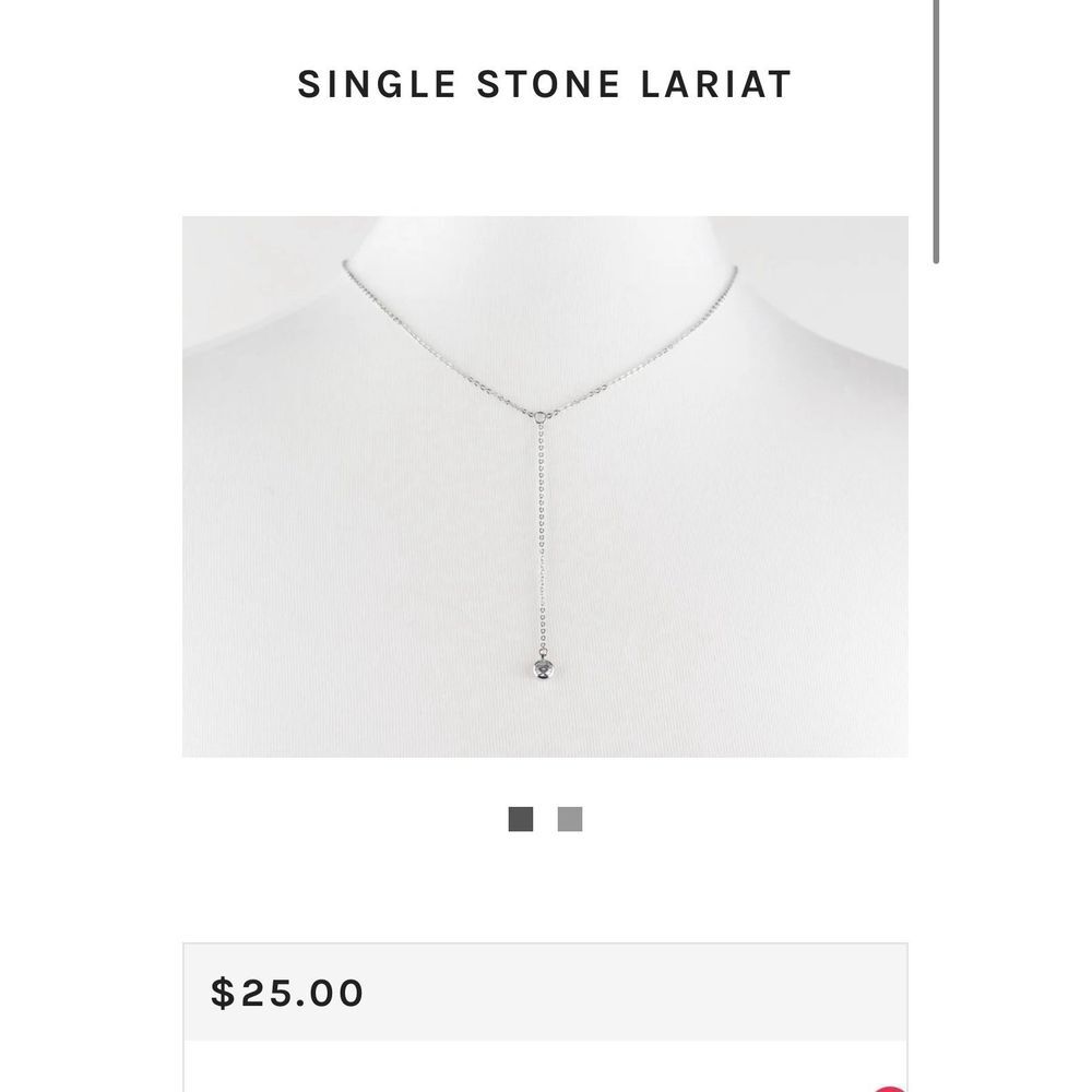 Luv mei‎ 925 single stone cubic zirconia lariat 16" Necklace